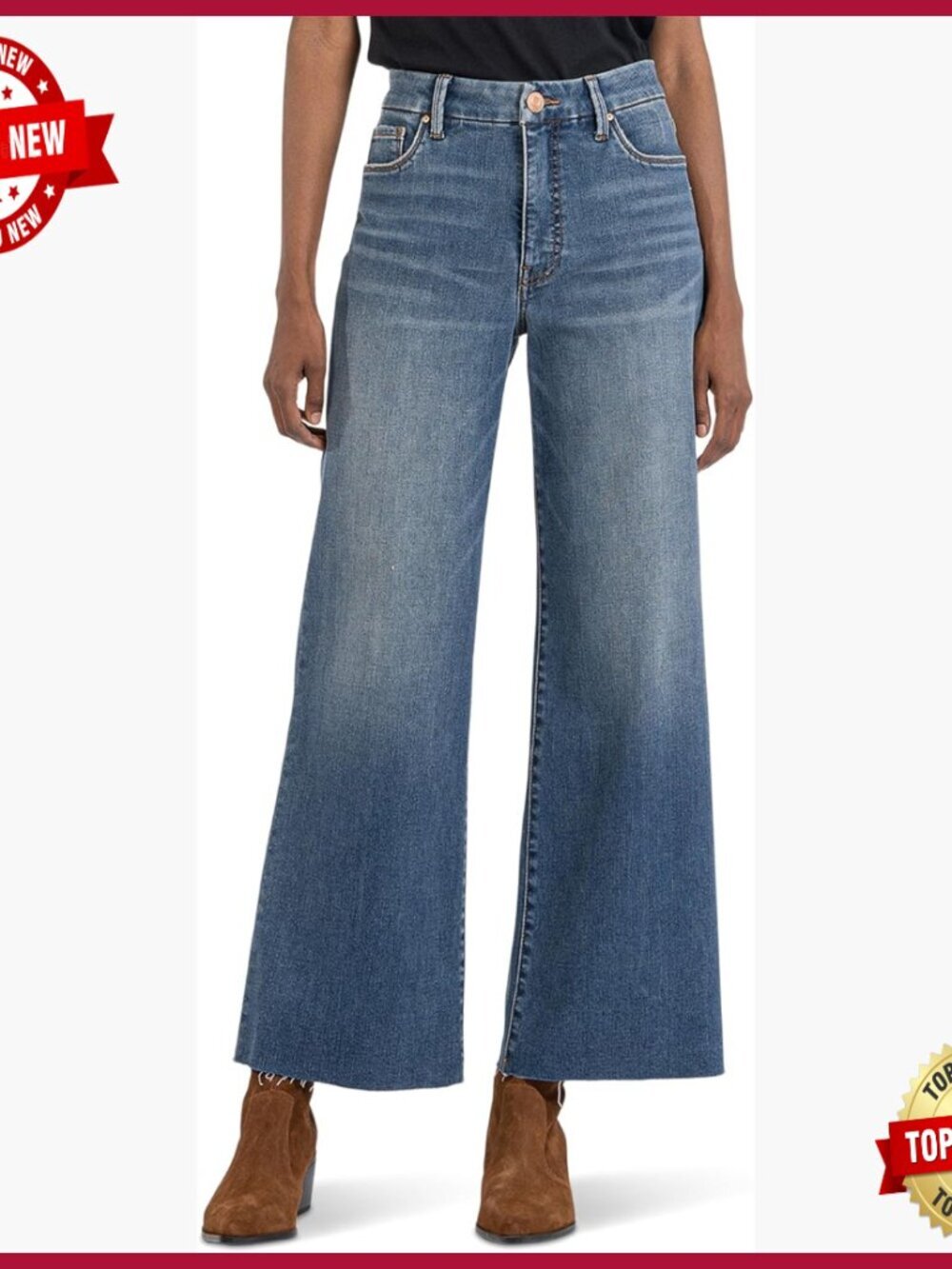 High-Rise Wide Leg Jeans, Fitted Hips, Modern Silhouette